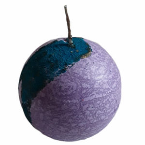 Hand Dipped Candle 2.5" Israel Sphere Ball Tone on Tone Purple Blue Unscented